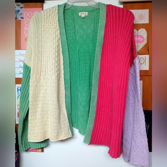 POL Sweaters - NWOT POL oversized medium color block open front cardigan